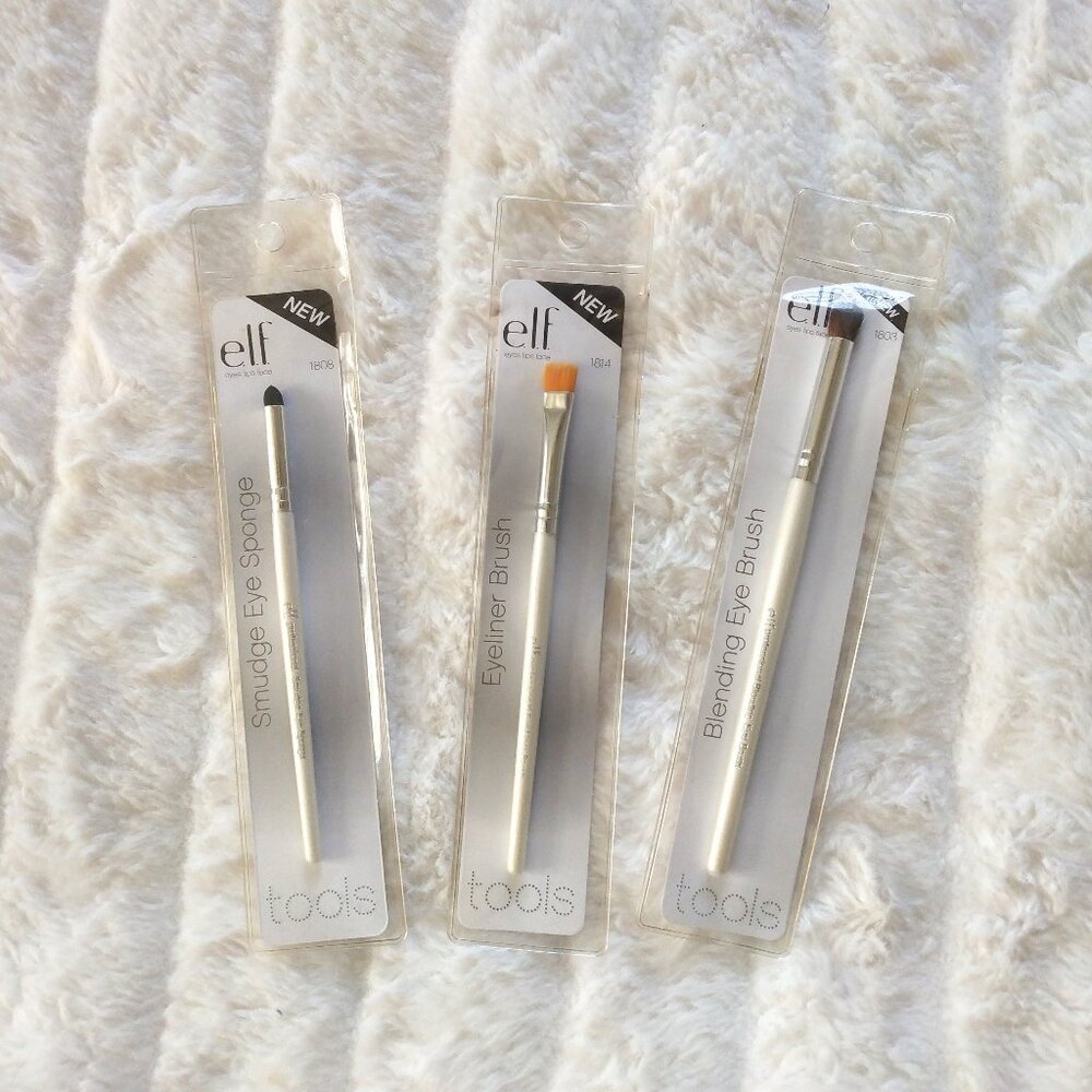 Set of (3) e.l.f. makeup cosmetic brushes